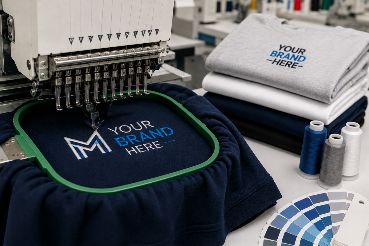 Custom printing and embroidery on clothing